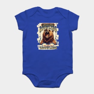 vintage circus bear scowling growling angry bad temper Baby Bodysuit